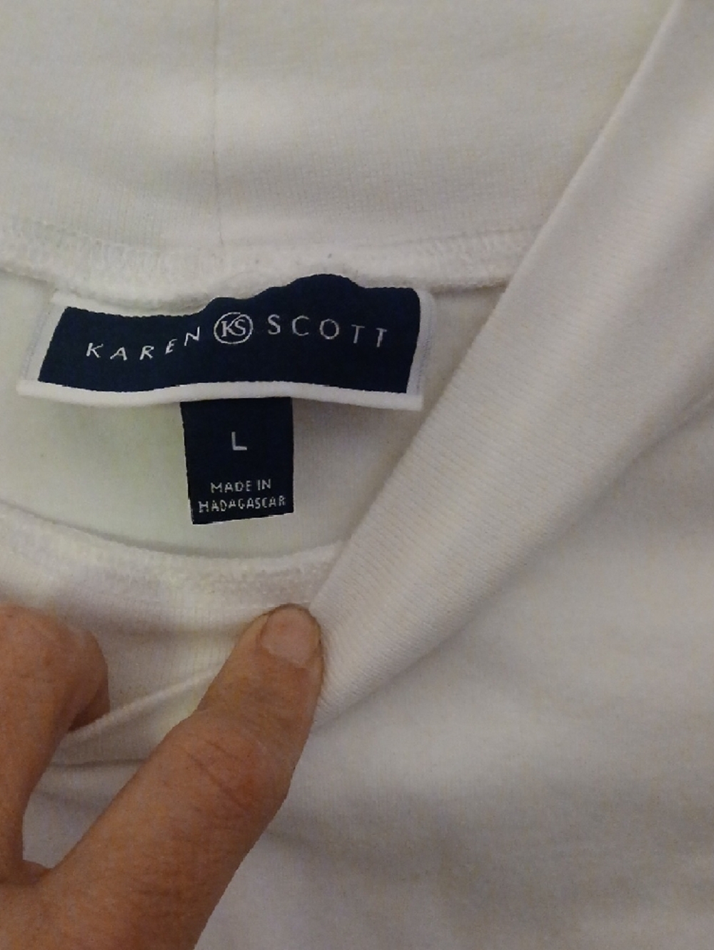 Karen Scott White Long Sleeve Mock Neck Tee Large - Picture 3 of 6